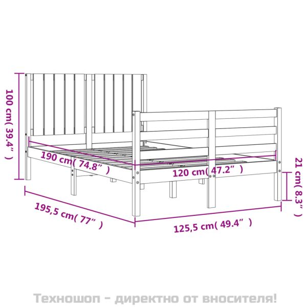 Рамка за легло с табла Small Double масивна дървесина