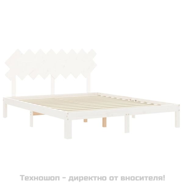 Рамка за легло без матрак, бял, 160x200 см, бор масив