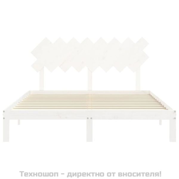 Рамка за легло без матрак, бял, 160x200 см, бор масив