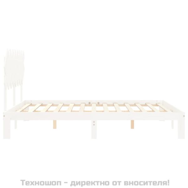 Рамка за легло без матрак, бял, 160x200 см, бор масив