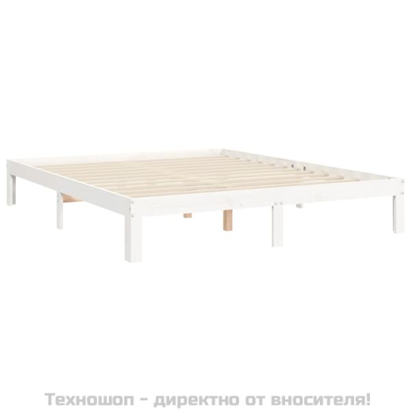 Рамка за легло без матрак, бял, 160x200 см, бор масив