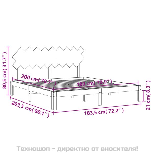 Рамка за легло с табла бяла Super King Size дърво масив