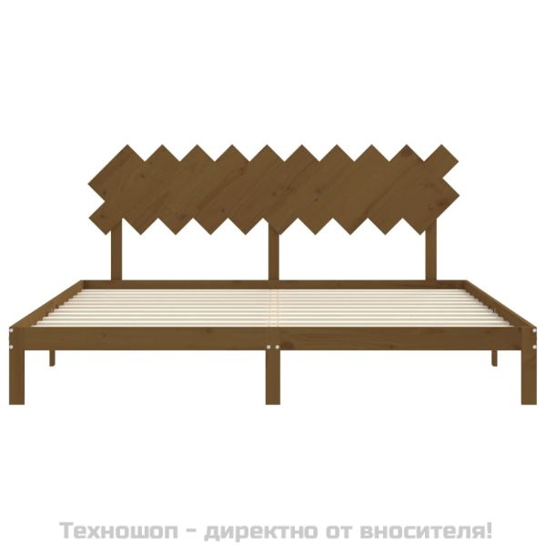 Рамка за легло с табла, меденокафява, масивно дърво, 200x200 см