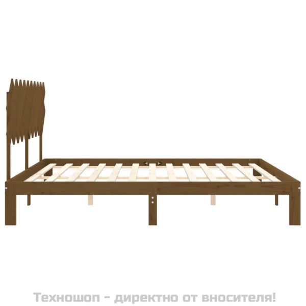 Рамка за легло с табла, меденокафява, масивно дърво, 200x200 см