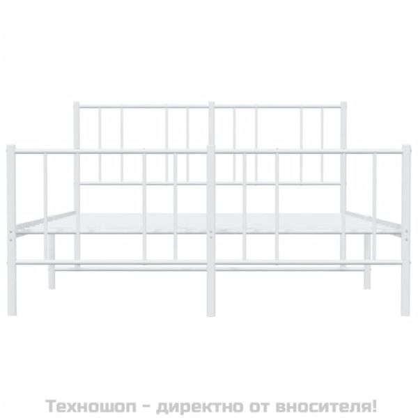 Метална рамка за легло с горна и долна табла, бяла, 120x200 см