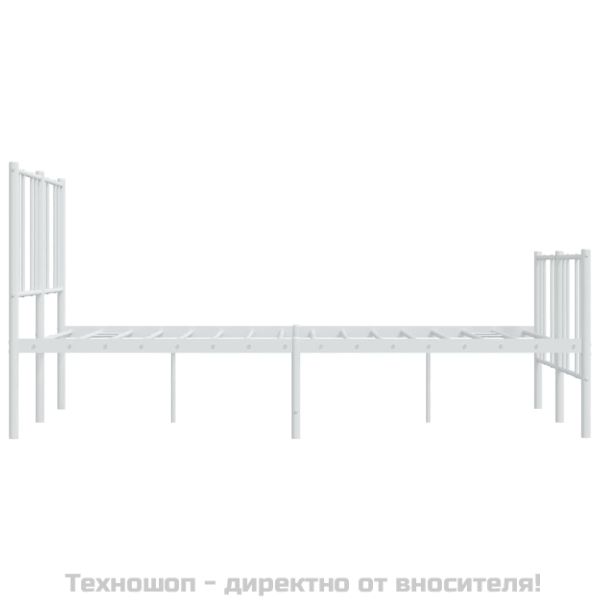 Метална рамка за легло с горна и долна табла, бяла, 120x200 см