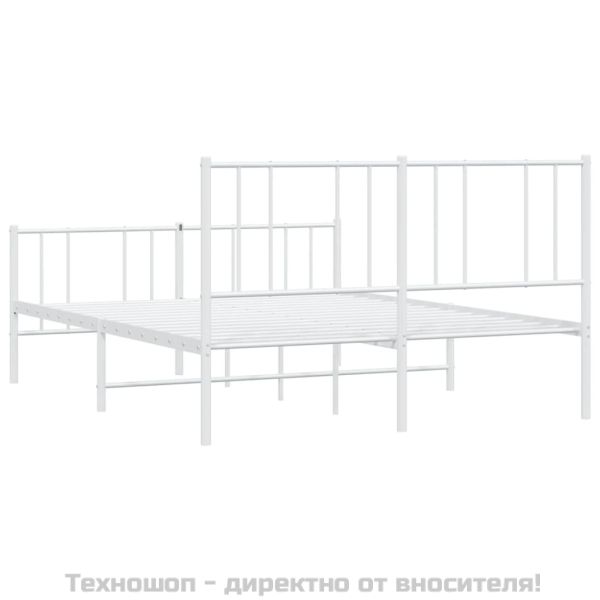Метална рамка за легло с горна и долна табла, бяла, 120x200 см