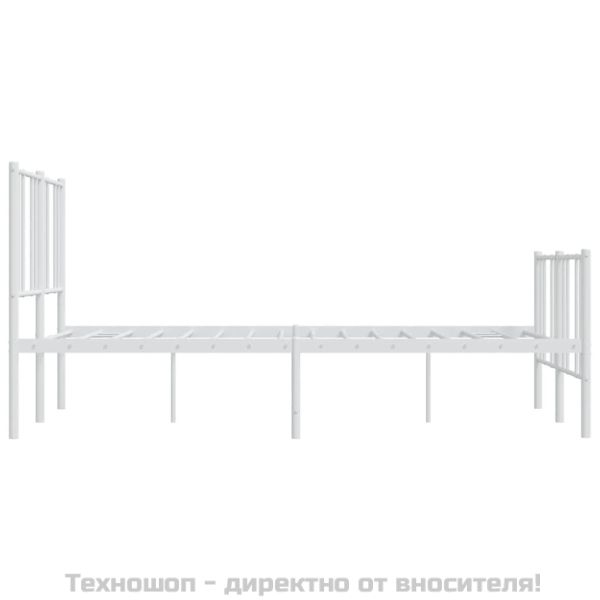 Метална рамка за легло с горна и долна табла, бяла, 140x200 см