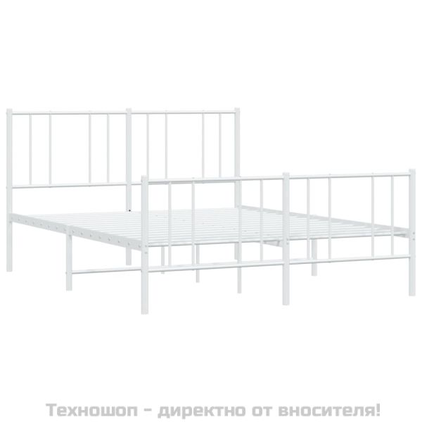 Метална рамка за легло с горна и долна табла, бяла, 160x200 см