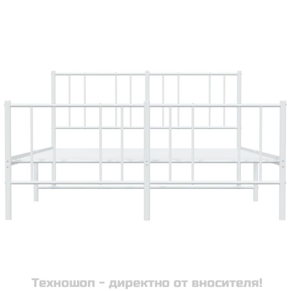 Метална рамка за легло с горна и долна табла, бяла, 160x200 см