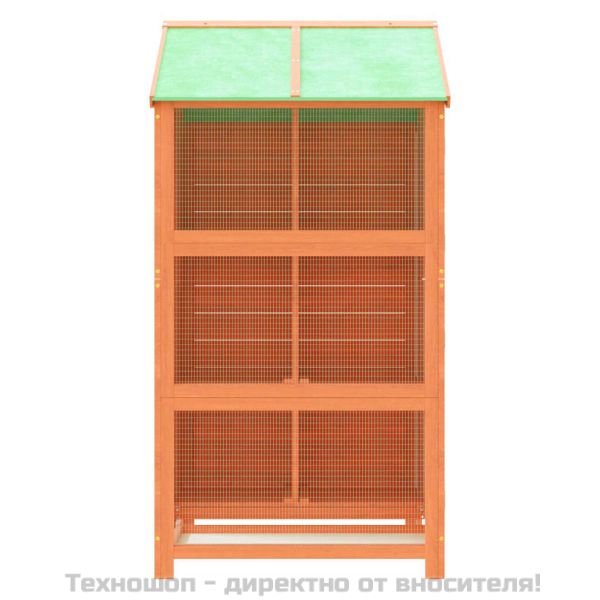 Къщичка за птици кафява 97x81x152 см масивна чамова дървесина