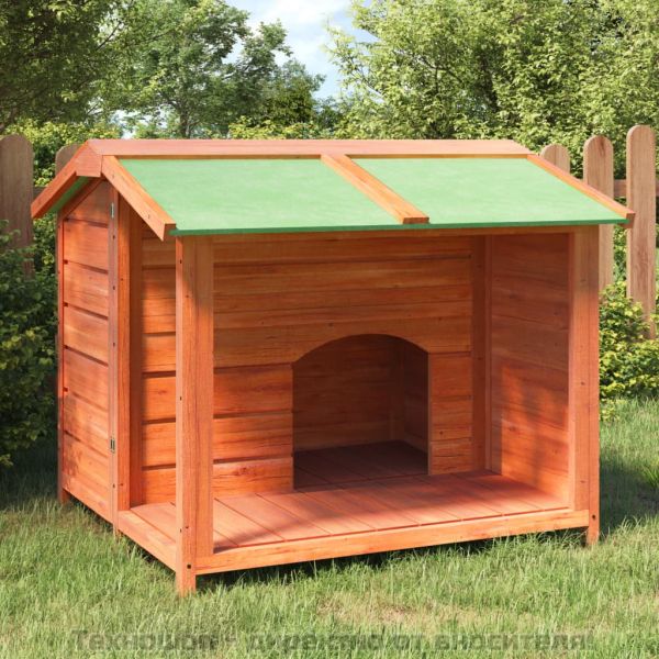 Кучешка колиба, кафява, 96x87x80,5 см, бор масив