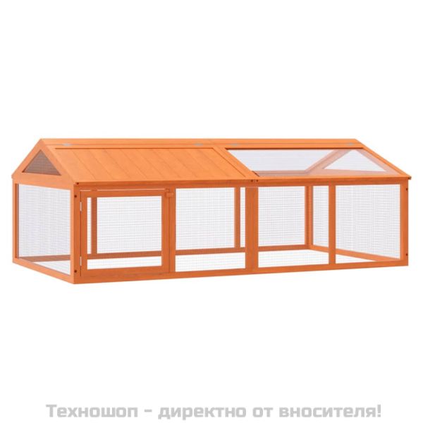 Кафез за открито, кафяв, 200x112,5x74 см, борово дърво масив