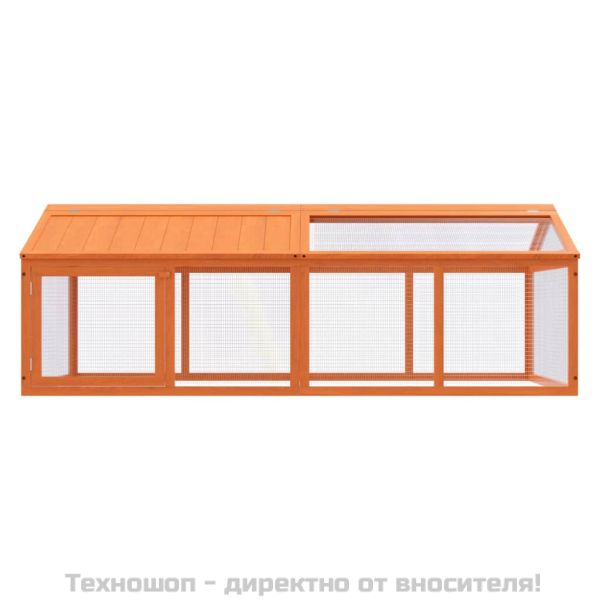 Кафез за открито, кафяв, 200x112,5x74 см, борово дърво масив