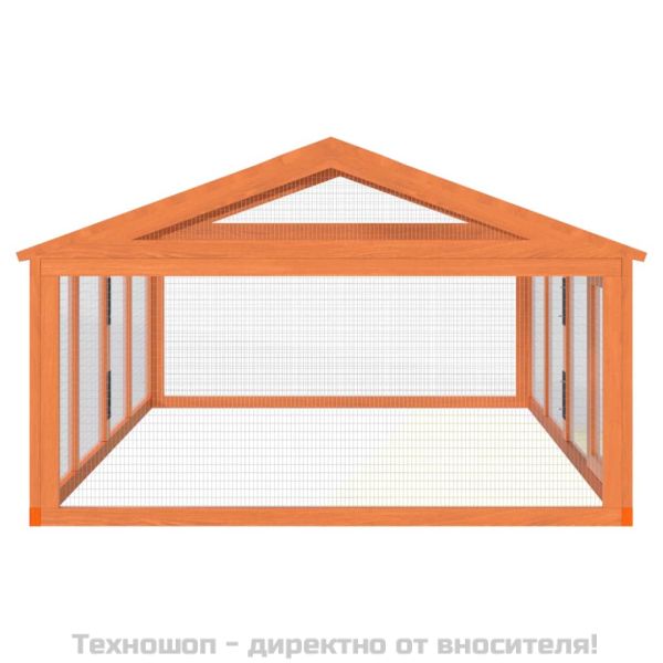 Кафез за открито, кафяв, 200x112,5x74 см, борово дърво масив