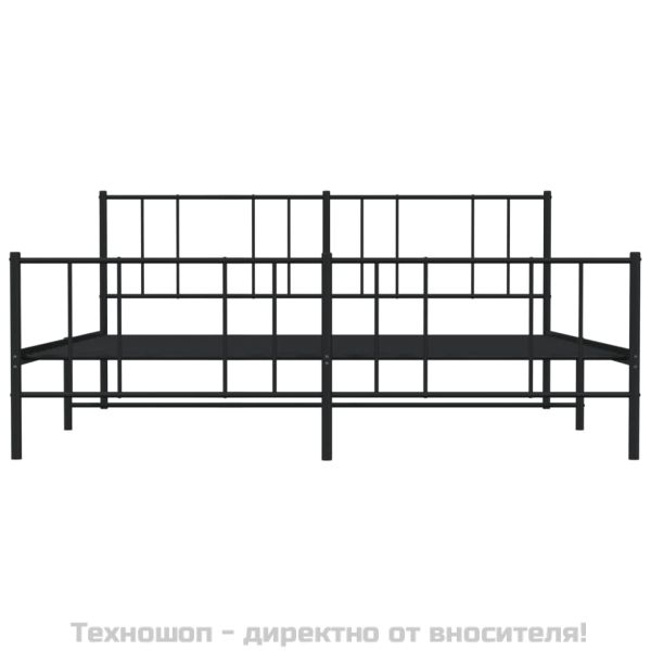 Метална рамка за легло, без матрак, с табли, черна, 180x200 см