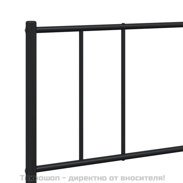 Метална рамка за легло, без матрак, с табли, черна, 180x200 см