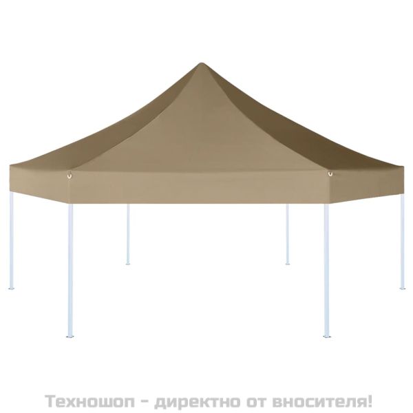 Шестоъгълна pop-up сгъваема шатра 3,6x3,1 м таупе 220 г/м²