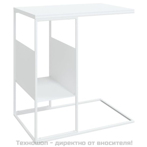 Странична маса, бяла, 55x36x59,5 см, инженерно дърво