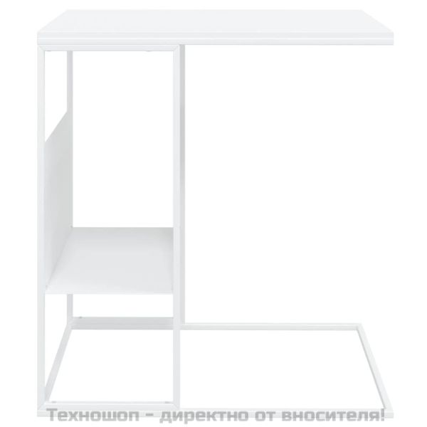 Странична маса, бяла, 55x36x59,5 см, инженерно дърво