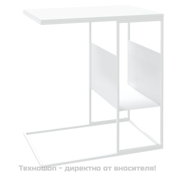 Странична маса, бяла, 55x36x59,5 см, инженерно дърво