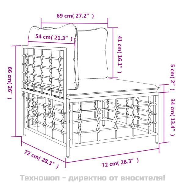 Градински ъглов диван с тъмносиви възглавници, полиратан