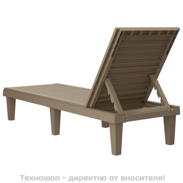 Шезлонг, светлокафяв, 155x58x83 см, полипропилен