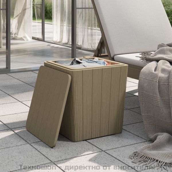 Градинска маса с подвижен капак, светлокафява, полипропилен