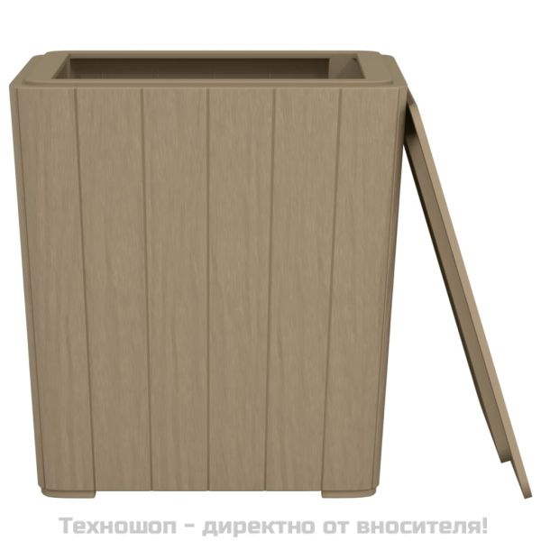 Градинска маса с подвижен капак, светлокафява, полипропилен