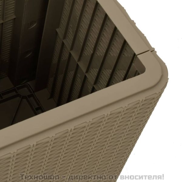 Градинска маса с подвижен капак, светлокафява, полипропилен