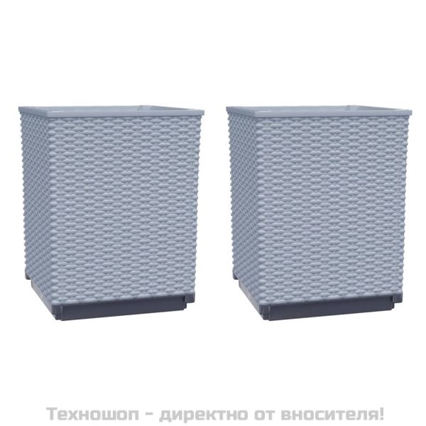 Кашпи, 2 бр, светлосиви, 30x30x37 см, полипропилен