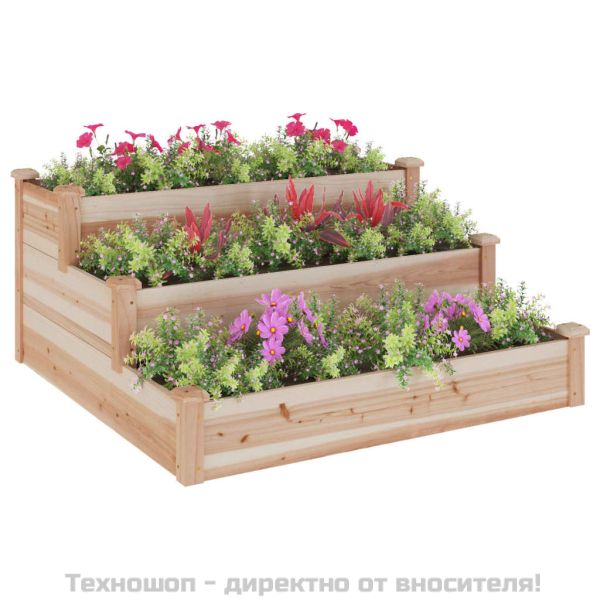 Градинско повдигнато легло, 120x120x56 см, масивна ела