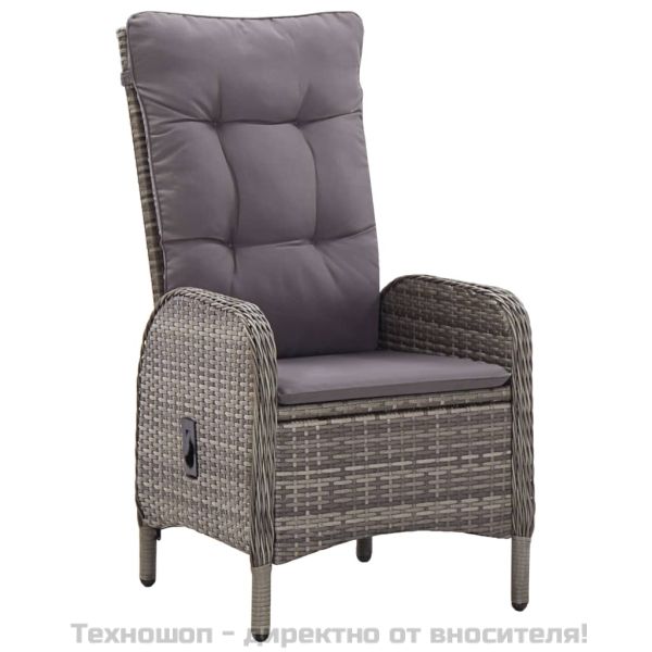 Градински бистро комплект, 3 части, полиратан, сив