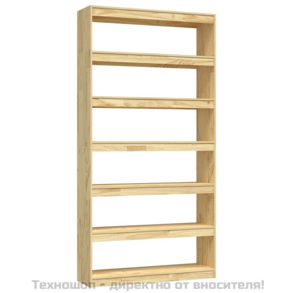 Библиотека/разделител за стая, 100x30x200 см, бор масив