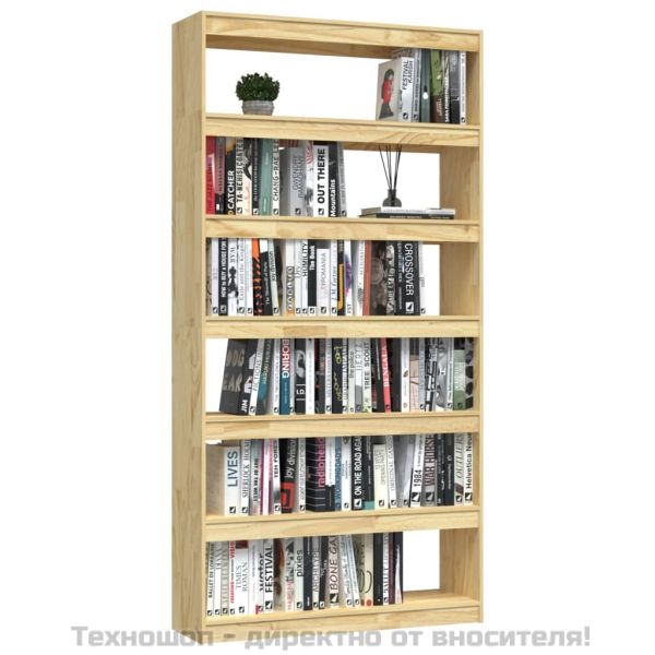 Библиотека/разделител за стая, 100x30x200 см, бор масив