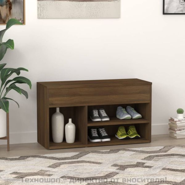 Пейка за обувки, кафяв дъб, 80x30x45 см, инженерно дърво