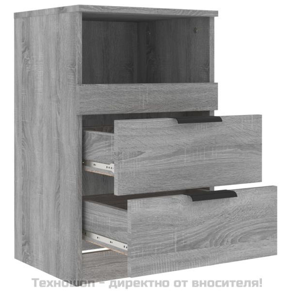 Нощно шкафче, сив сонома, инженерно дърво