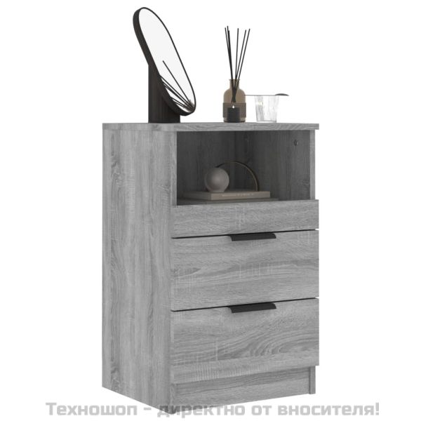 Нощно шкафче, сив сонома, инженерно дърво