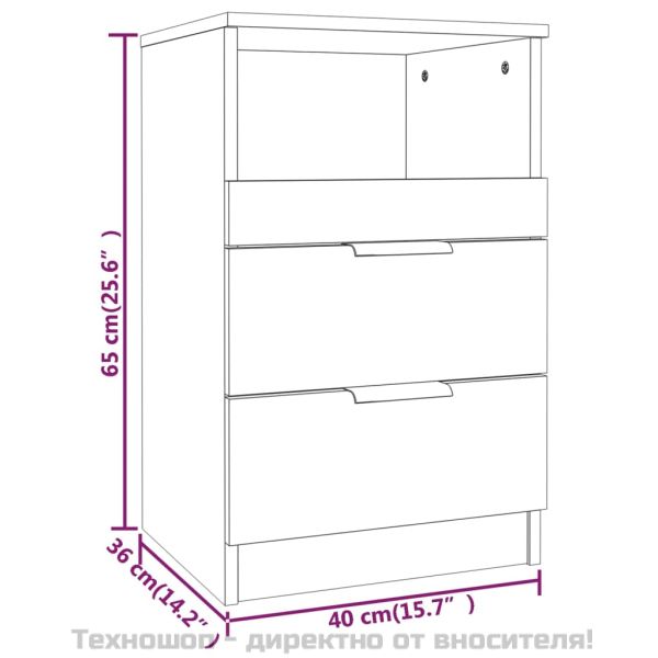 Нощно шкафче, сив сонома, инженерно дърво