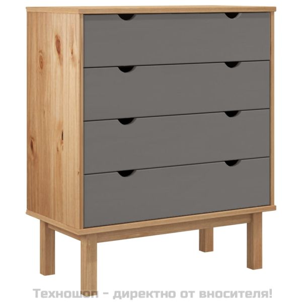 Шкаф с чекмеджета OTTA кафяво и сиво 76,5x39,5x90 см бор масив