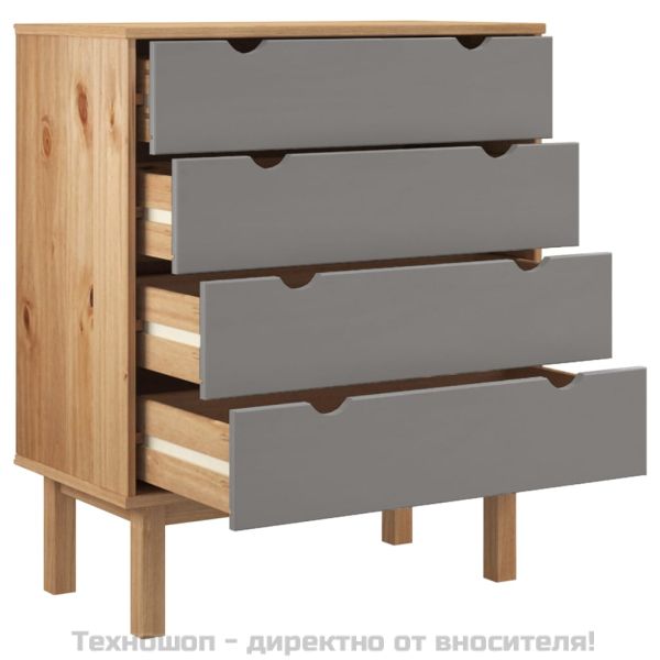 Шкаф с чекмеджета OTTA кафяво и сиво 76,5x39,5x90 см бор масив