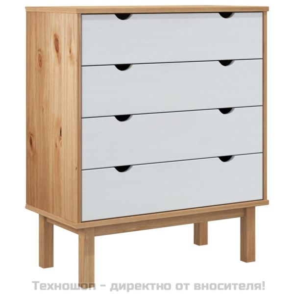 Шкаф с чекмеджета OTTA кафяво и бяло 76,5x39,5x90 см бор масив