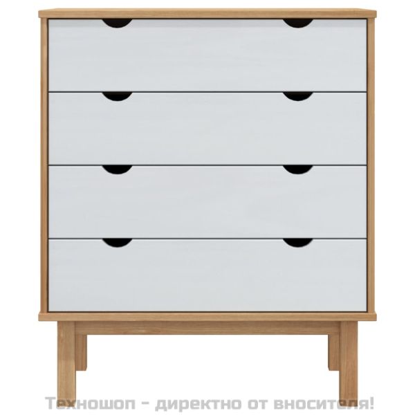Шкаф с чекмеджета OTTA кафяво и бяло 76,5x39,5x90 см бор масив