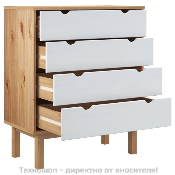 Шкаф с чекмеджета OTTA кафяво и бяло 76,5x39,5x90 см бор масив