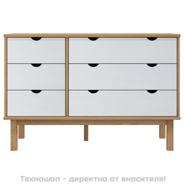 Шкаф с чекмеджета OTTA кафяво и бяло 111x43x73,5 см бор масив