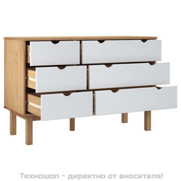 Шкаф с чекмеджета OTTA кафяво и бяло 111x43x73,5 см бор масив