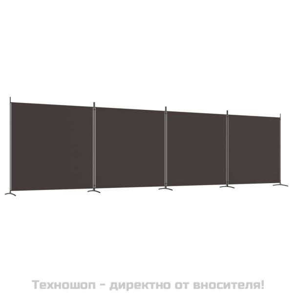 Параван за стая, 4 панела, кафяв, 698x180 см, плат