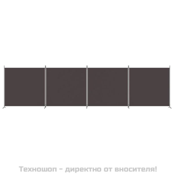 Параван за стая, 4 панела, кафяв, 698x180 см, плат
