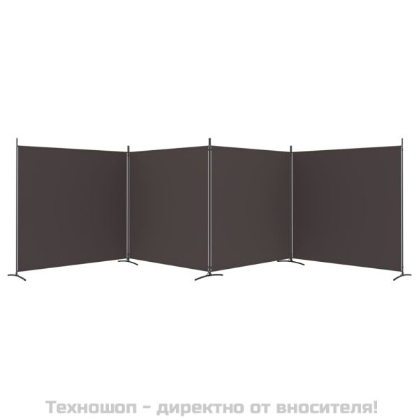 Параван за стая, 4 панела, кафяв, 698x180 см, плат