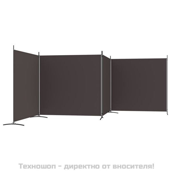 Параван за стая, 4 панела, кафяв, 698x180 см, плат